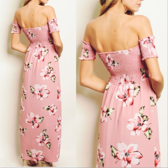 MAXI FLORAL PINK FLORAL DRESS - Picture 2 of 4